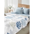thumbnail image 5 of Navy Blue Coastal Flat Sheet Only Twin Size, Soft Breathable Bed Top Sheets for Mattress, Nautical Summer Beach Coral Sea Turtle Luxury Bedding Flat Sheets for Home Hotel Bedroom Bed Protection, 5 of 9