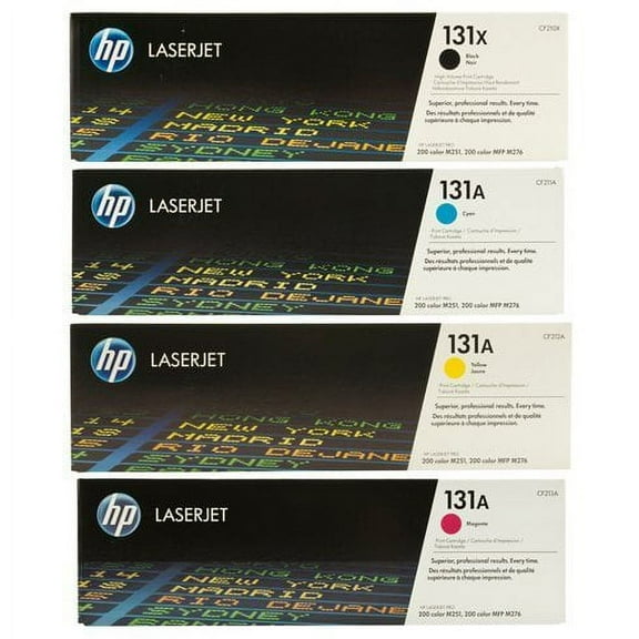 HP 131X (CF210X) Black High Yield/HP 131 (CF211A, CF212A, CF213A) Cyan/Magenta/Yellow Original LaserJet Toner Cartridges, 4-Color Set