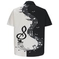thumbnail image 6 of WREESH Men's Casual Fashion Short Sleeve Button Down Shirt with Color Block Print and Note Design Black, 6 of 6