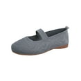 thumbnail image 2 of Hinvhai Wide Toe Flat Shoes Women Mary Jane Flat Shoes Comofortable Ballet Flat with Straps Slip on Washable Knit Casual Flats Gray 9.5(43), 2 of 9