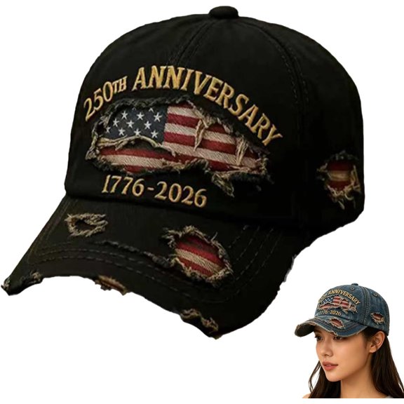 USA 250th Anniversary Baseball Cap - Patriotic Denim Hat 1776-2026, Adjustable Retro American Flag Cap for Men & Women