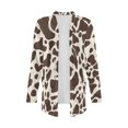 thumbnail image 5 of Garronmavis Long Sleeve Open Front Shirts for Women Cardigan Sweater with Pockets Size Sweater Coats Fall Cover Up Cardigan Brown Cow Print, 5 of 6