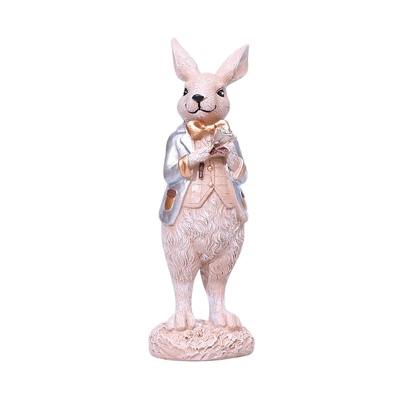 Easter Bunny Decorations for Home - Resin Bunny Figurines for Living Room and Table Decor, Holiday Gift, Elegant Easter Party Decor, Lightweight and Durable