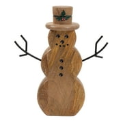 9.75 inch(Holiday Time Christmas Decorations Natural Wood Snowman with printed Table Top Decor, 9.75 inch