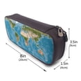 thumbnail image 3 of Lsque Earth View World Map Printed Big Capacity PU Leather Pencil Case Large Pencil Pouch Stationery Pen Bag Pencil Holder for Teen, 3 of 6