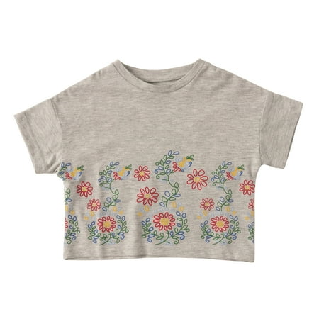 

KIDPIK Girls Short Sleeve Boarder Print T-Shirt Size: 12 Months - XXL (16)