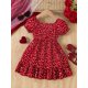 thumbnail image 3 of Vestido VARMILO rojo con estampado de corazones para niña de 4 años, 3 of 6