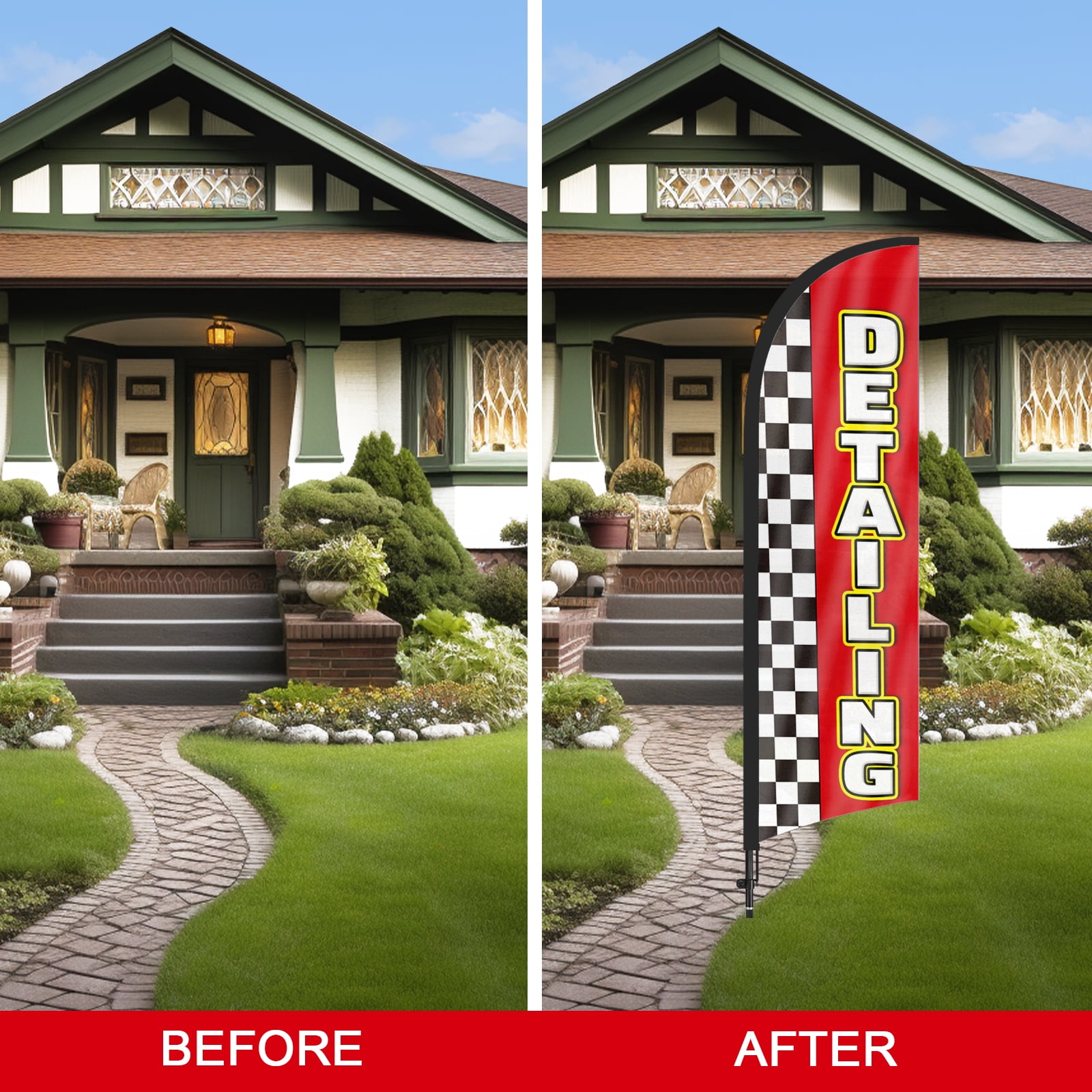 QSUM Detailing Sign Feather Flag with Pole Kit,8.2FT Detailing Decoration Display, Detailing Business Sign,Detailing Swooper Flag