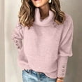thumbnail image 2 of Sweaters for Women,Solid Color Knit Pullover Irregular Lapel Design Unique Casual Blouse Long Sleeve Top for Autumn,Womens Sweaters,Pink,M, 2 of 8