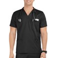 thumbnail image 2 of Hombres Tops Manga corta con cuello en V Tops Uniforme de trabajo Color sólido con bolsillos Blusa Pompotops  oipoqjl34065, 2 of 8