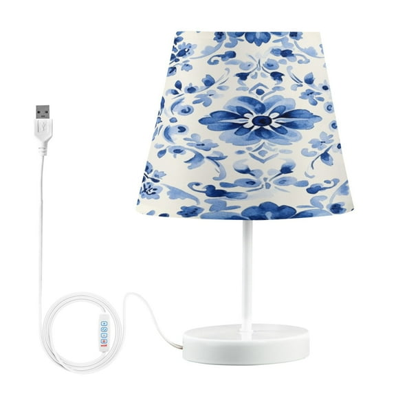 BZSMCE Table Lamp Creative Blue Art Flower Pattern Simple Pattern Night Light