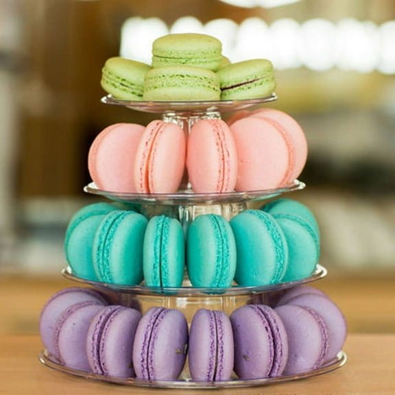 ALSLIAO 4 Tiers Round Macaroon Tower Stand Cake Display Rack for Party Wedding Birthday