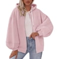 thumbnail image 6 of LIIPEE Women Hoodies Solid Color Long Sleeve Hooded Zip Up Tops With Pockets Woman Breathable Birthday Wedding Weekend Sweatshirts,Pink,L, 6 of 9