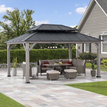 Sunjoy 12 ft. x 16 ft. Cedar Framed Gazebo with Steel Hardtop