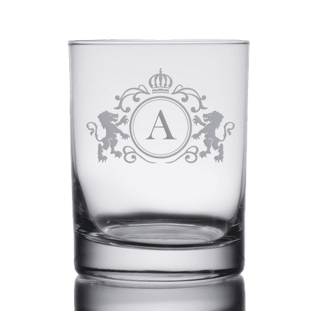 Monogrammed Initial Heavy Base Double Rocks Old Fashioned Whisky Glass