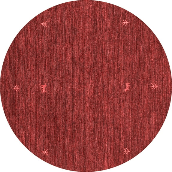 Ahgly Company Indoor Round Abstract Red Contemporary Area Rugs, 3' Round