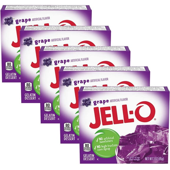 Jell-O Grape Flavor Gelatin Dessert Mix, 3 Ounce Box (Pack of 5)