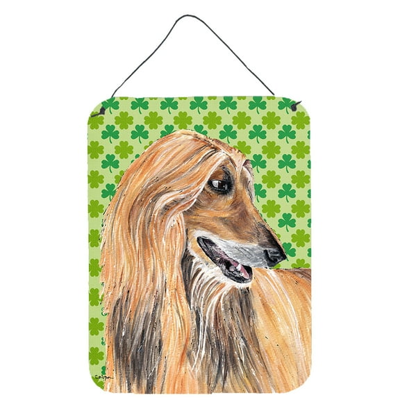 Afghan Hound St. Patricks Day Shamrock Wall or Door Hanging Prints