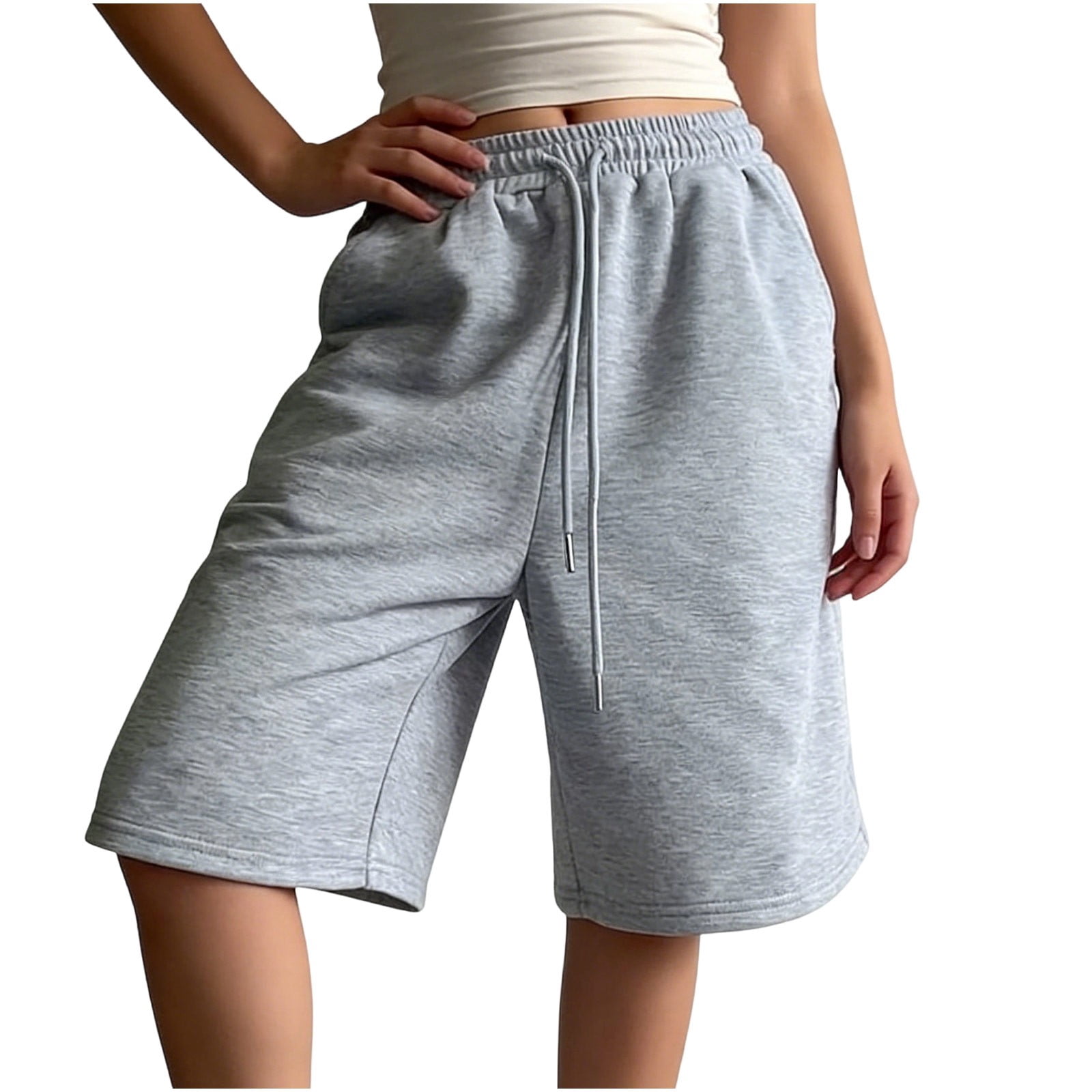 Miluxas Women's Summer Drawstring Casual Sweat Shorts Loose Fit