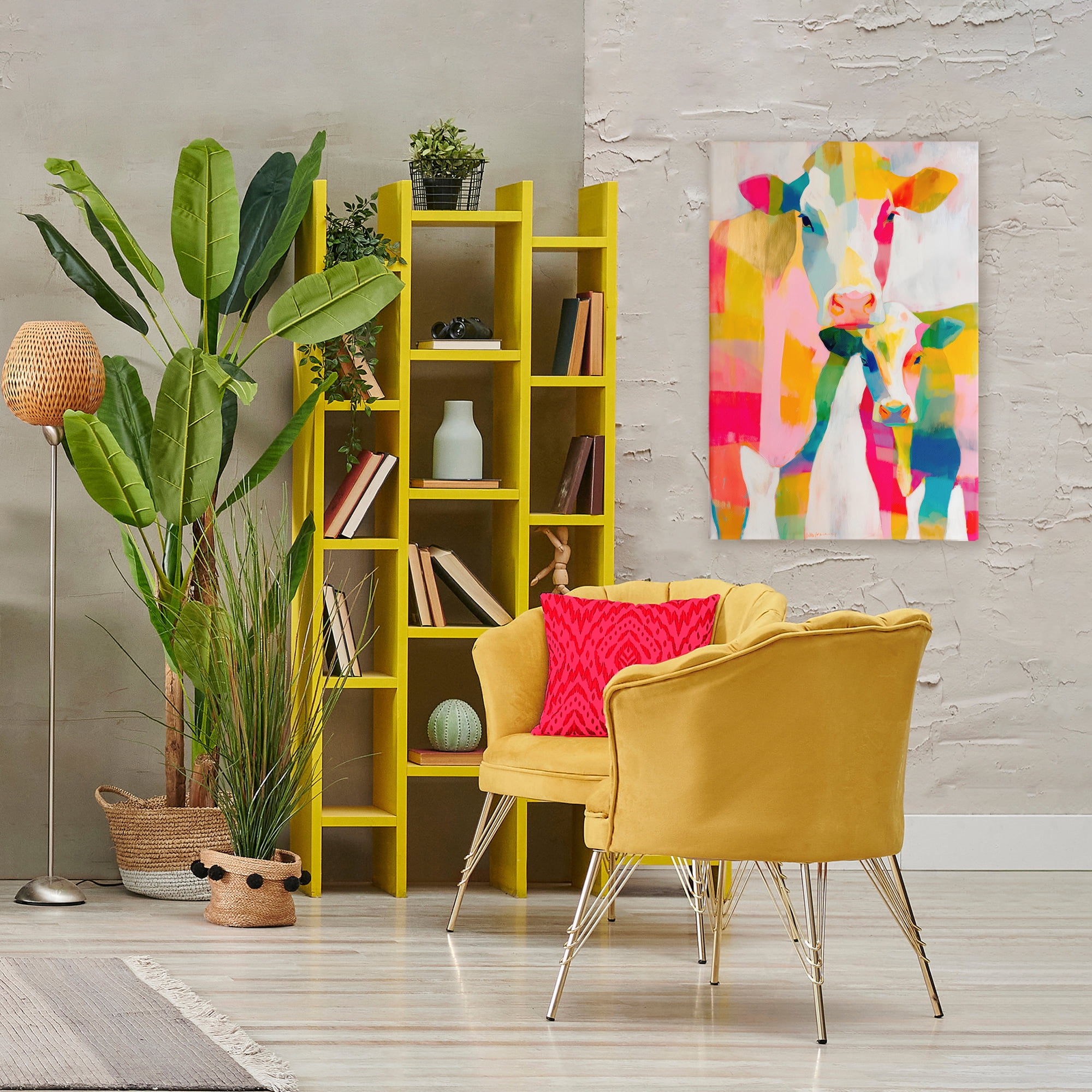 Stupell Industries Cow Family in Cubist Abstract Canvas Wall Art, design by Chromatic Storm Studio
