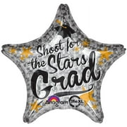Anagram Shoot for the Stars Grad Star Shape 19" Foil Balloon, Silver Gold