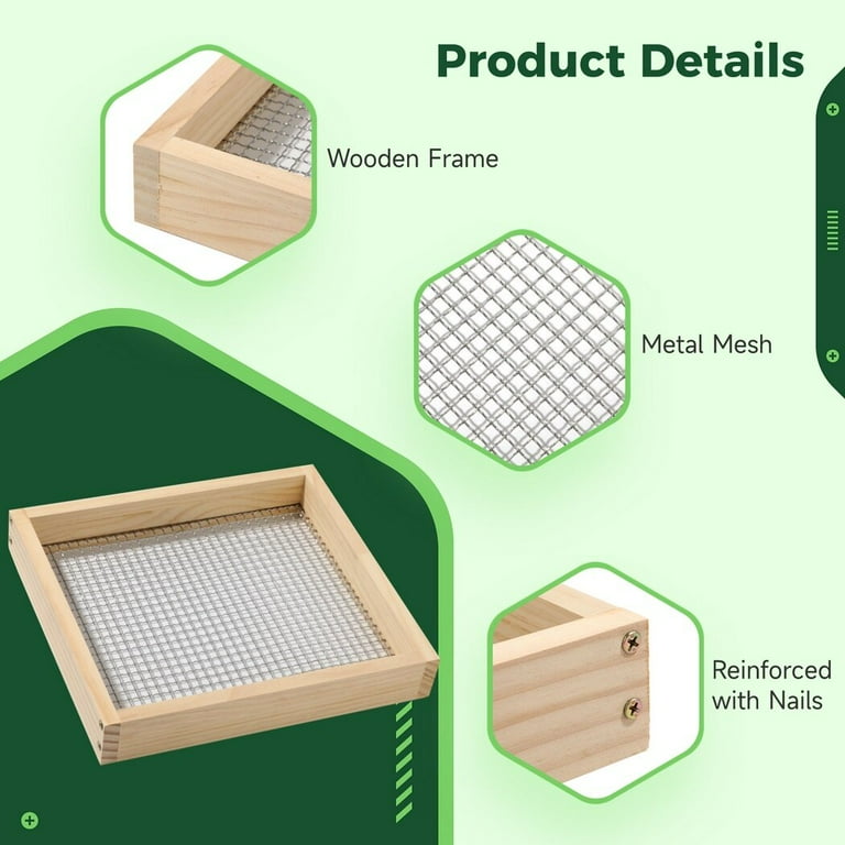 Garden Soil Sifter Collecting Tool, Sand Sifter Shovel, Gardening Sand Dirt SifterShovel, Stainless Steel Soil Sieve, Gardening SoilSifter, Mesh Potting Scoop, Ergonomic Farm Shovel