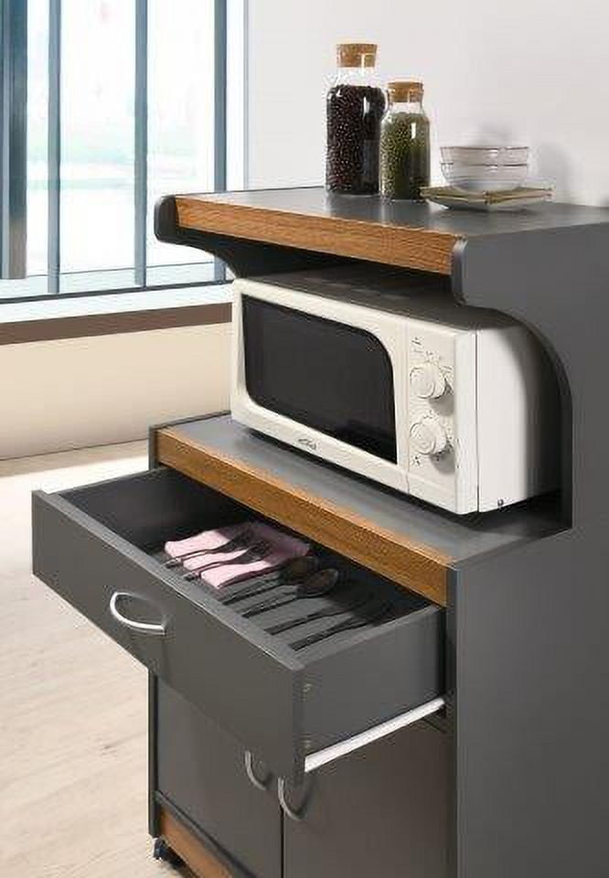 Hodedah Microwave Kitchen Cart, Grey-Oak - Walmart.com