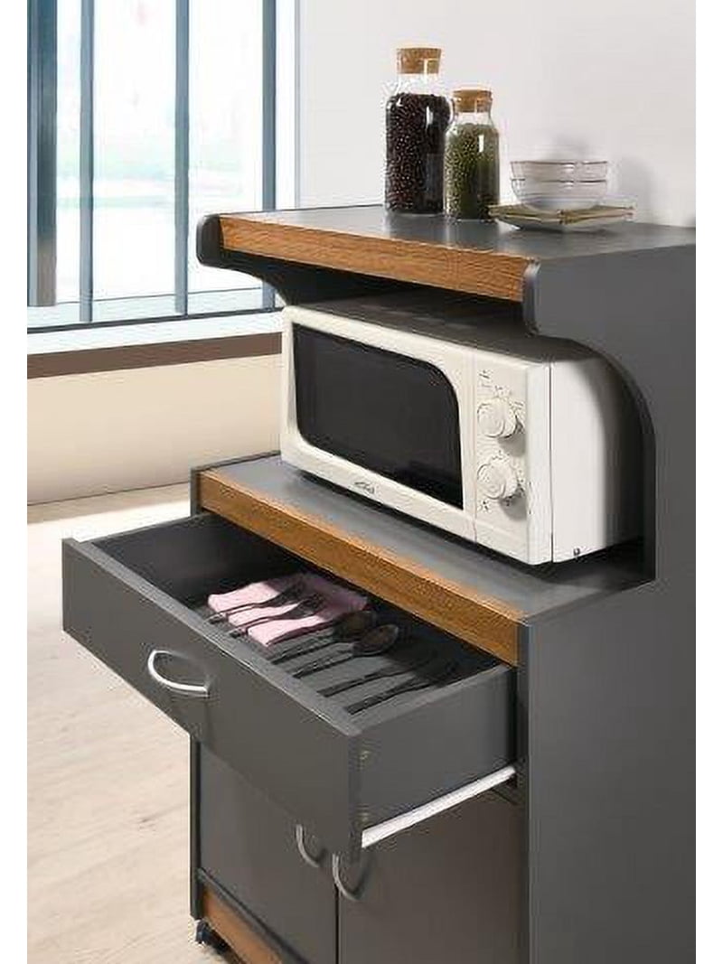 Hodedah Microwave Kitchen Cart, Grey-Oak - Walmart.com