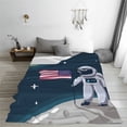 thumbnail image 5 of Pofeuu Astronaut With USA Flag Print Ultra-Soft Micro Fleece Blanket,for Bed Or Sofa,All Season Throw Blankets Flannel Blanket-40"x30", 5 of 7