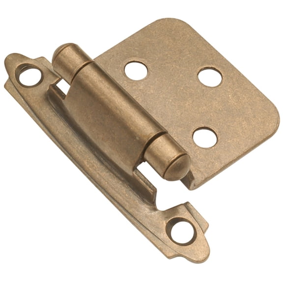 Hickory Hardware P144-AB-6 Flush Surface Face Frame Self-Close Hinge, Antique Brass Finish - Pack of 6