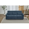 thumbnail image 2 of 2-in-1 Convertible Sleeper Sofa Bed with Recliner, Chenille Pull Out Couch with USB Ports and Three-Level Adjustable Backrest, 3 Seat Cloud Sectional Couch for Living Room, Blue, 2 of 9