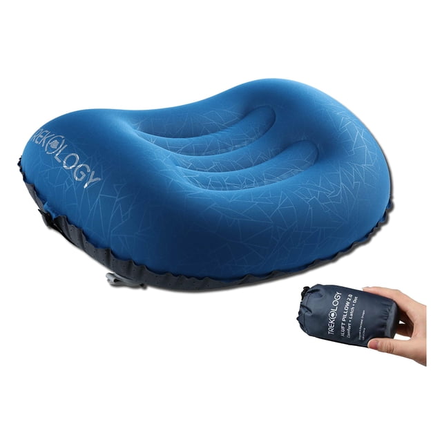 TREKOLOGY Almohada de viaje inflable ultraligera para acampar - ALUFT 2.0 Almohadas inflables comprimibles, compactas, cómodas y ergonómicas para soporte lumbar y de cuello mientras acampa, camina, ha