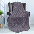 thumbnail image 4 of Abstract Soft Flannel Fleece Blanket, Hand Drawn Style Pattern with Ornamental Bohemian Style Wavy Lines, Cozy Plush for Indoor and Outdoor Use, 50" x 70", Fuchsia Slate Blue Cream, by Ambesonne, 4 of 5