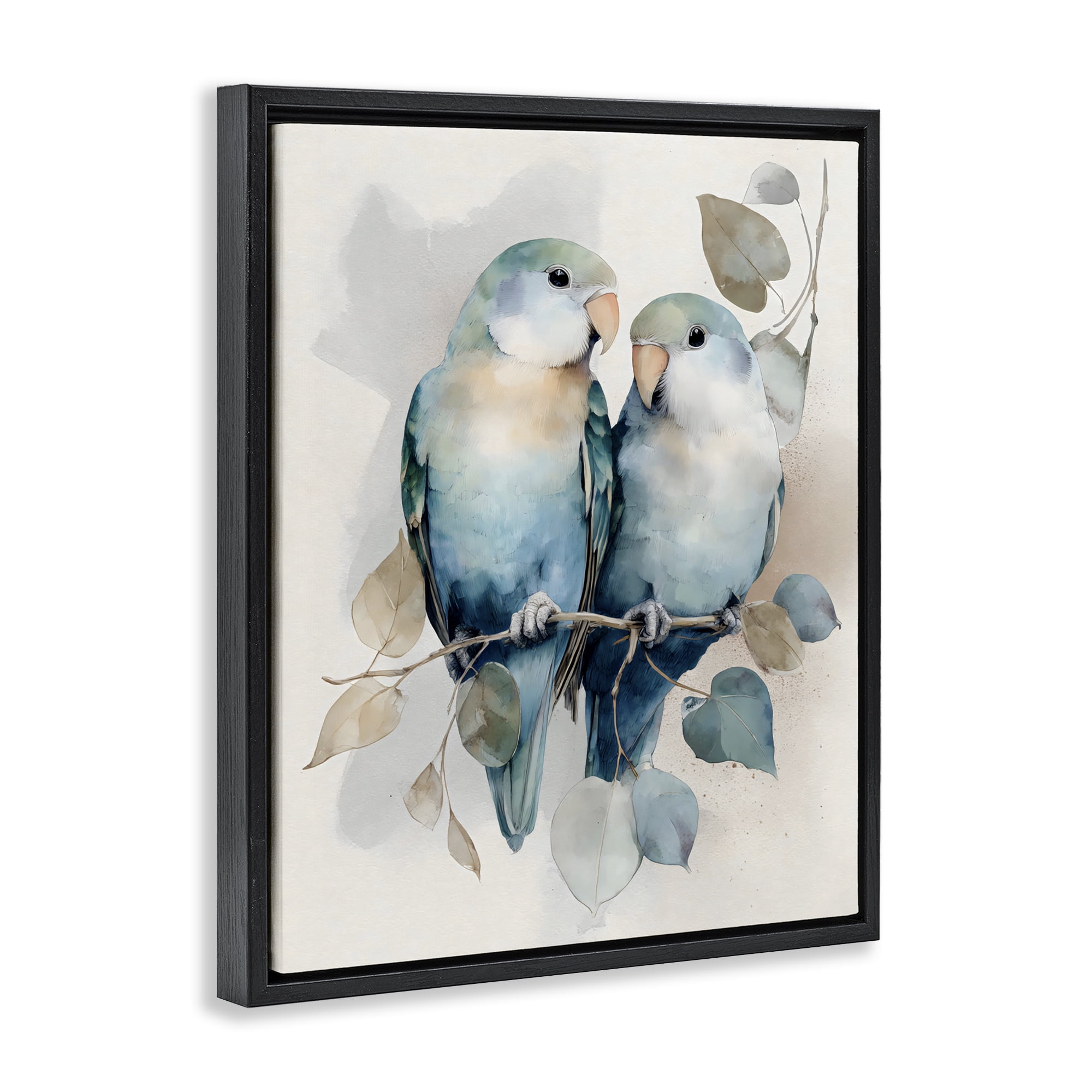 Stupell Industries Blue Bird Lovers Black Framed Floater Canvas Wall Art, design by Franklyn Gregory