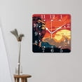 thumbnail image 3 of 14 Inch Wall Clock Battery Operated Square Clock for Office, Kitchen, Outdoor, Living Room,Black Lion on Rock Silhouette with Sunset African on Red Creative, 3 of 4