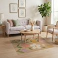 thumbnail image 3 of ODIKA 4'x6' Beige Blossom Harmony Garden Design Washable Area Rug Elegant Spring Floral Motifs with Lush Greens Stain Resistant, Low Pile, Easy Care for Dorm Room, Small Living, 3 of 7