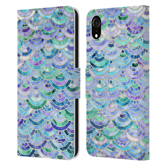 Head Case Designs Officially Licensed Micklyn Le Feuvre Marble Patterns Mosaic In Sapphire And Emerald Leather Book Wallet Case Cover Compatible with Apple iPhone XR