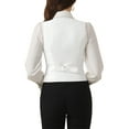 thumbnail image 3 of INSPIRE CHIC Vintage Vest for Women's Button Up Jacquard Steampunk Suit Waistcoat with Pockets L White, 3 of 6
