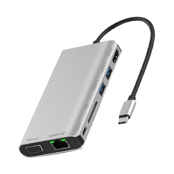 Type-C Docking Station to HDTV+VGA+USB3.0+SD+Gigabit LAN+PD Type-C Docking Station