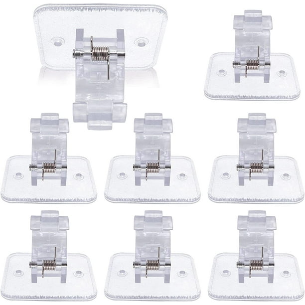 Curtain Rod Bracket No Drilling, Self Adhesive Curtain Rod Holders Screwless Curtain Rod Hooks Nail Free Adjustable Curtain Hangers for Kitchen, Bathroom, Home, Hotel (8 Pack, Transparent)