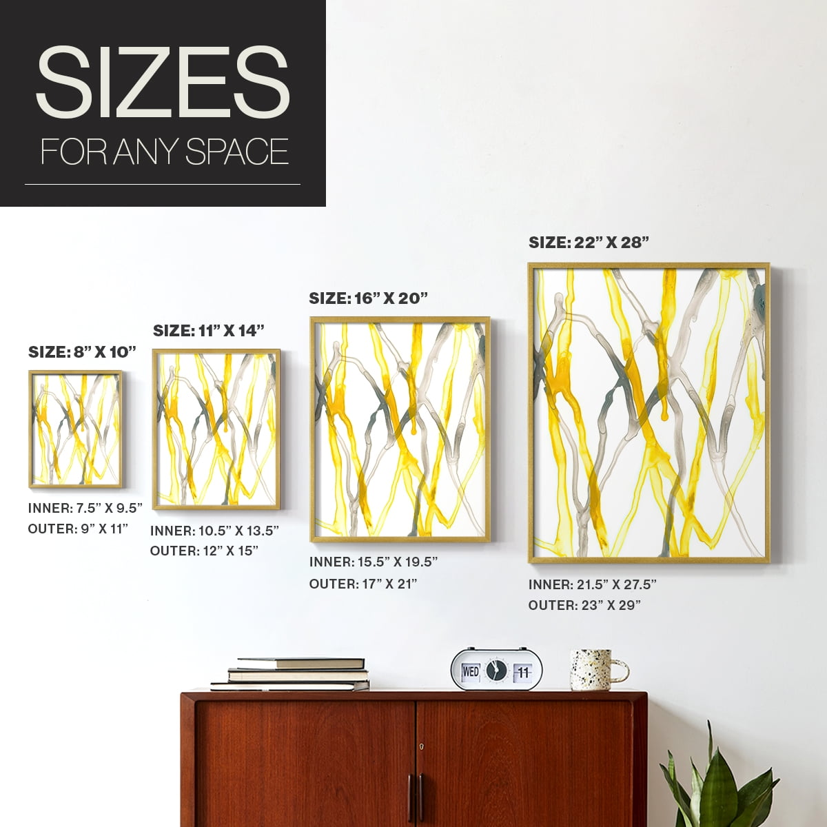 Runnel XX Framed Print in Gold Solid Wood Framed Print No Nail Hanging