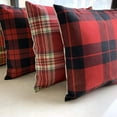 thumbnail image 3 of Red Plaid Throw Pillow Covers 18x18 Boho Pillow Cases Set of 4 Merry Christmas Xmas Decorations Square Zippered Cotton Linen Cushion Cover Room Sofa Home Decor, 3 of 6