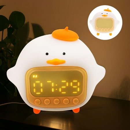 TABLZONE Digital Clock Night Lamp, White, Silicone, Lovely Shaped, Convenient, Home Use, 1Set