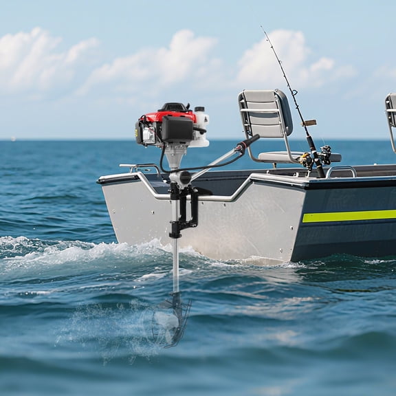 ToppiJoy 53.2cc 4-Stroke Outboard Boat Motor, Marine Boat Engine with Air Cooling System & Propeller Protective Cover, Manual Pull Start Marine Engine for Small Boat