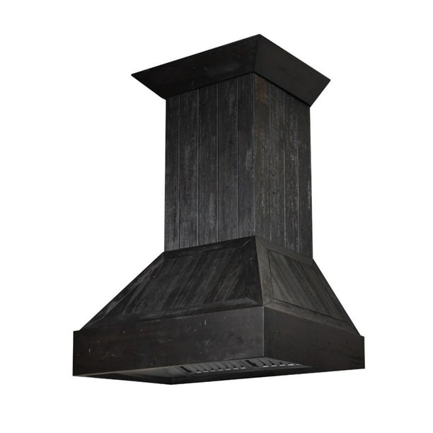 ZLINE 36 in. Shiplap Wooden Wall Mount Range Hood in Rustic Dark Finish