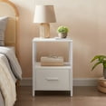thumbnail image 4 of VECELO 2 Tiers Nightstand with Drawer, Square End Side Table for Hallway, Bedroom, Living Room, Small Space, Night Stand with Open Shelf, Pure White, 4 of 9