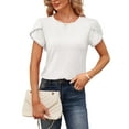 thumbnail image 3 of Bellella T-Shirt pour Femmes Col Rond Tops d'Été Manches Courtes Pull Tunique Décontractée Blouse Tee Blanc m, 3 of 5