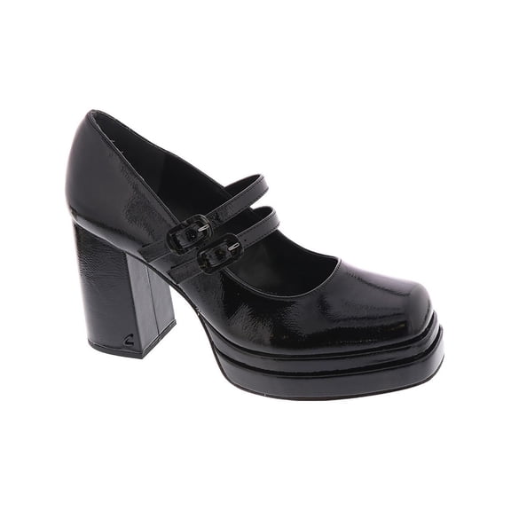 Circus By Sam Edelman Pepper Black Slip On Squared Toe Buckle Strap Heel Pumps (Black, 7.5)