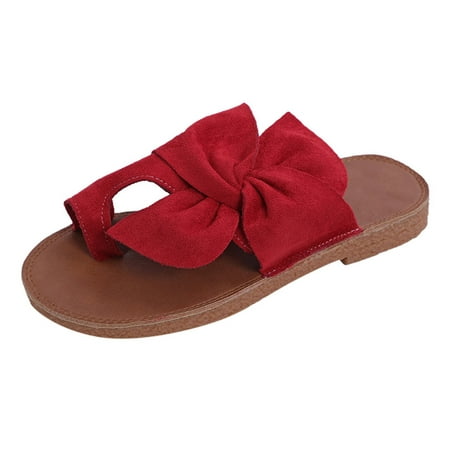 

Luiyenes Slippers Casual Ring Flat Ladies Women s Toe Bowknot Sandals Beach Shoes Women s slipper