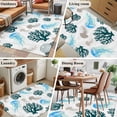 thumbnail image 6 of Summer Ocean Washable Area Rugs 3'x5', Blue Jellyfish Green Coral Marine Life Watercolor Low Pile Throw Living Room Rug Non-Slip Sturdy Edge Binding Carpet for Indoor Entryway Bedside Kitchen, 6 of 9